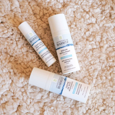 Bodegón de productos de la linia Hydra Protect+ Laboratoires de Biarritz