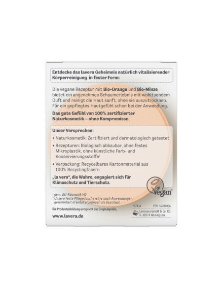 Gel ducha sólido Vitalidad Naranja & menta Bio lavera