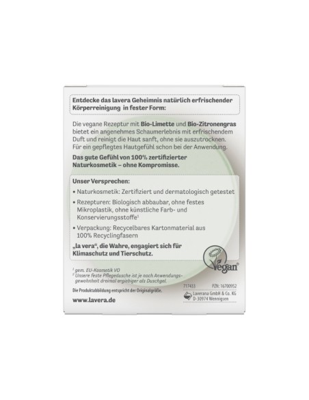 Gel dutxa sòlid Refrescant Lima & lemongrass Bio lavera