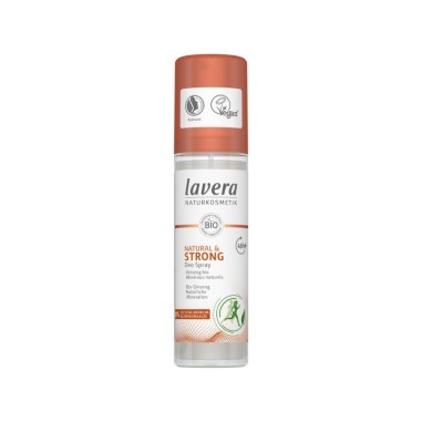 Desodorante Spray 48h+ Strong & Natural lavera, acción efectiva incluso durante actividades físicas.