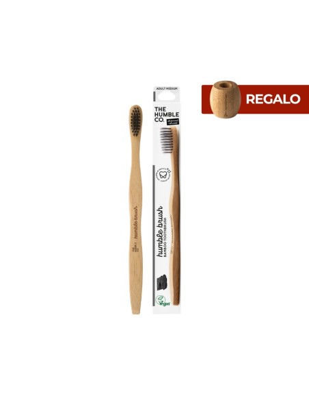 Raspall de dents de bambú adult carbó actiu negre suau The Humble Co.