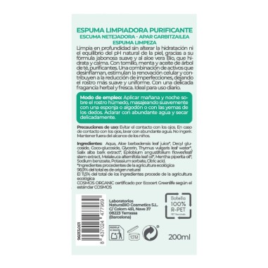 Limpieza facial suave con espuma NaturaBIO Cosmetics, ingredientes naturales