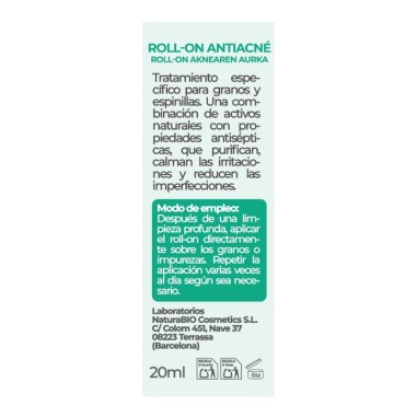 NaturaBIO Cosmetics roll-on purificante anti granos y espinillas