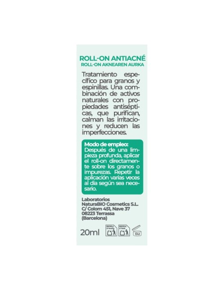 NaturaBIO Cosmetics roll-on purificante anti granos y espinillas