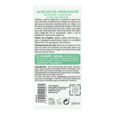 Dorso de Aloe Vera en gel 250ml NaturaBIO Cosmetics