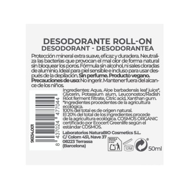 Desodorante natural roll-on mineral...