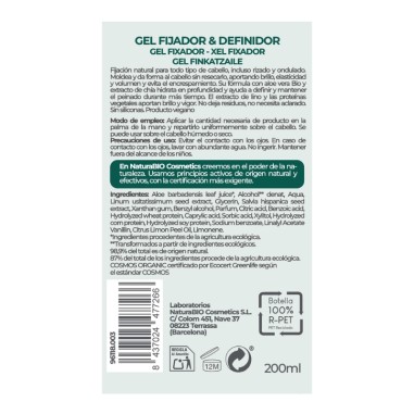 Gel fijador & definidor de NaturaBIO Cosmetics. Moldea y define, evita el encrespamiento.