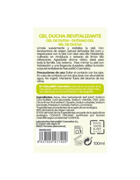 Gel de ducha Revitalizante 100ml NaturaBIO Cosmetics