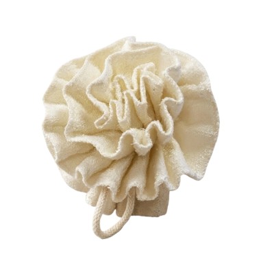 La Esponja Flor Bambú Y Algodón NaturaBIO Cosmetics limpia suavemente y exfolia la piel.