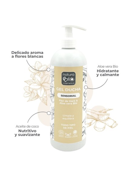 Gel ducha sensorial flor tiare & aloe vera Bio NaturaBIO Cosmetics