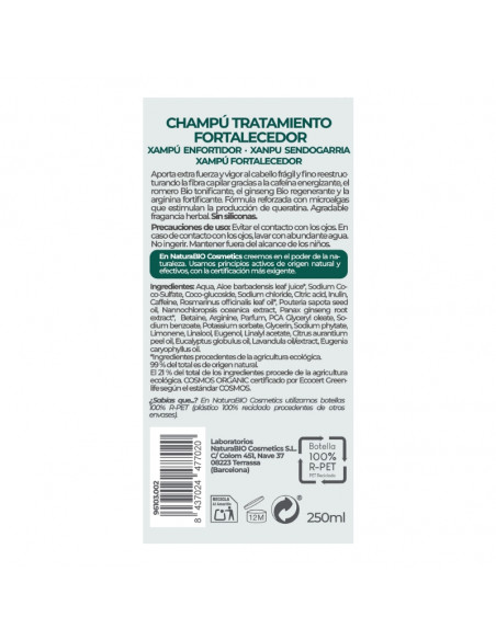 Champú natural Fortalecedor ginseng Bio NaturaBIO Cosmetics