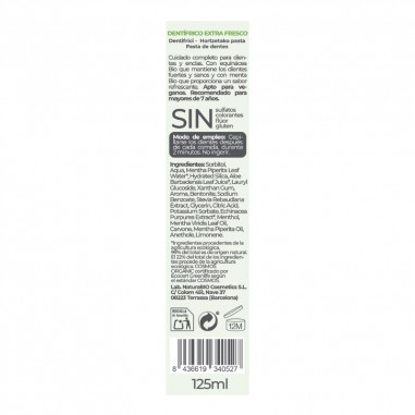 Pasta dental natural, aliento fresco y cuidado de encías. Sin flúor, ideal para dientes sensibles.