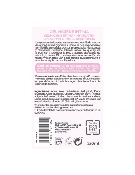 Dorso Gel íntimo purificante salvia & tomillo BIO de NaturaBIO Cosmetics