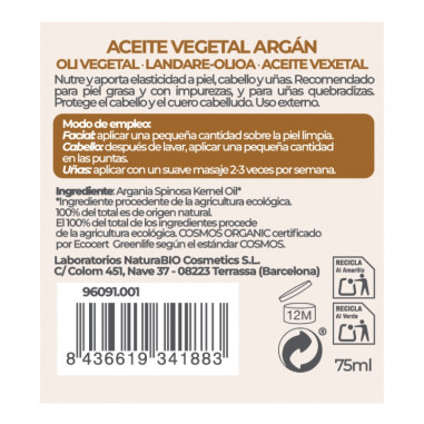 Aceite vegetal Argán BIO NaturaBIO...