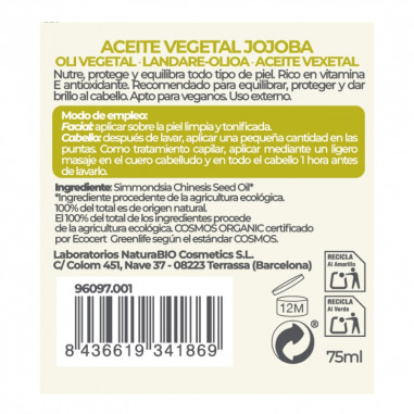 Oli vegetal de Jojoba BIO NaturaBIO...