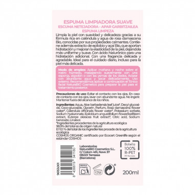Dorso de Espuma limpiadora Suave rosa & caléndula NaturaBIO Cosmetics