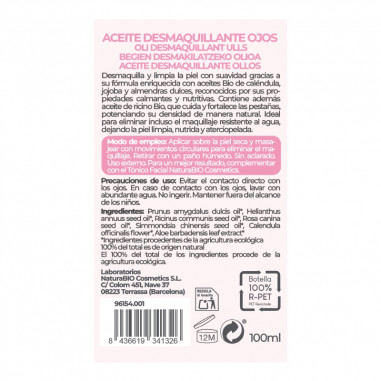 Dorso del Aceite desmaquillante ojos suave Ricino & caléndula Bio NaturaBIO Cosmetics