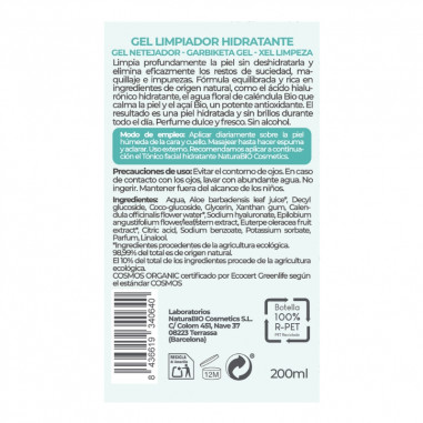 Ingredientes Gel limpiador hidratante NaturaBIO Cosmetics
