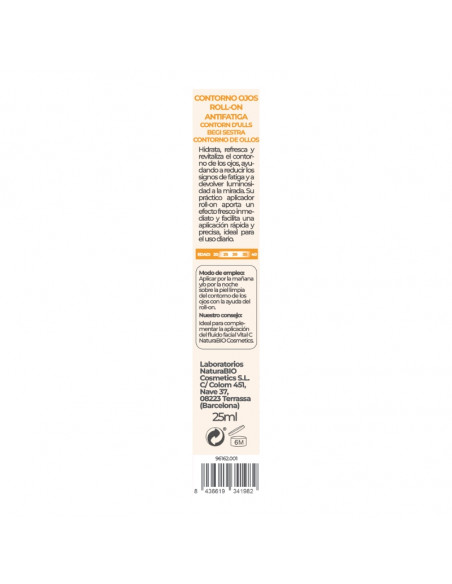 Contorno ojos antifatiga Vital C prebióticos & ácido hialurónico NaturaBIO Cosmetics