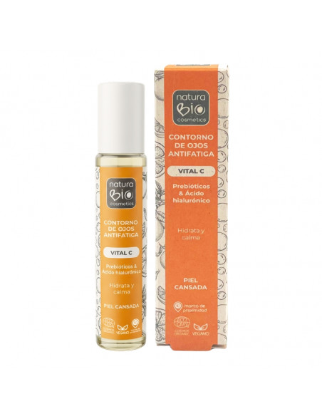 Contorno ojos antifatiga Vital C prebióticos & ácido hialurónico NaturaBIO Cosmetics