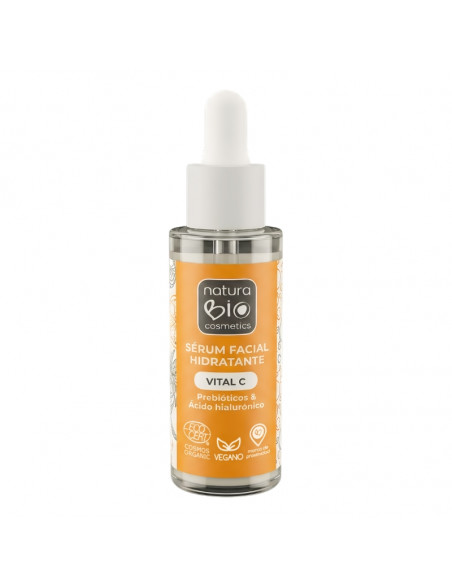 Sèrum facial hidratant Vital C, prebiòtics i àcid hialurònic NaturaBIO Cosmetics